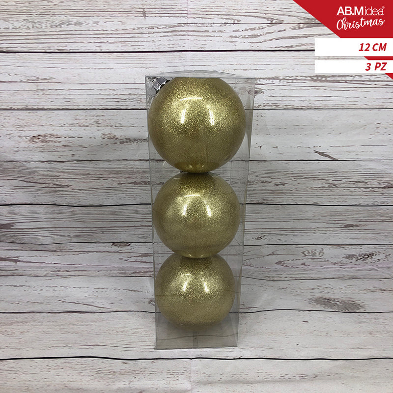 Ab.M Palline Glitter Cm.12 Pz.3 Oro