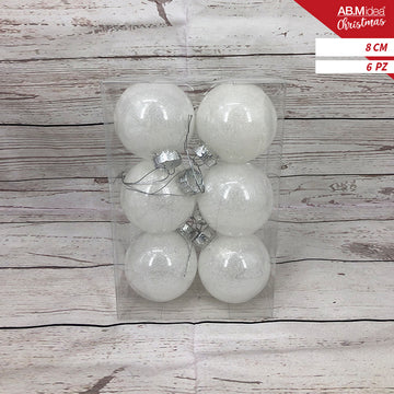Ab.M Palline Glitter Cm.8 Pz.6 White