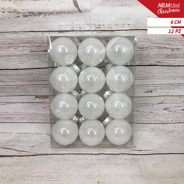 Ab.M Palline Glitter Cm.6 Pz.12 White