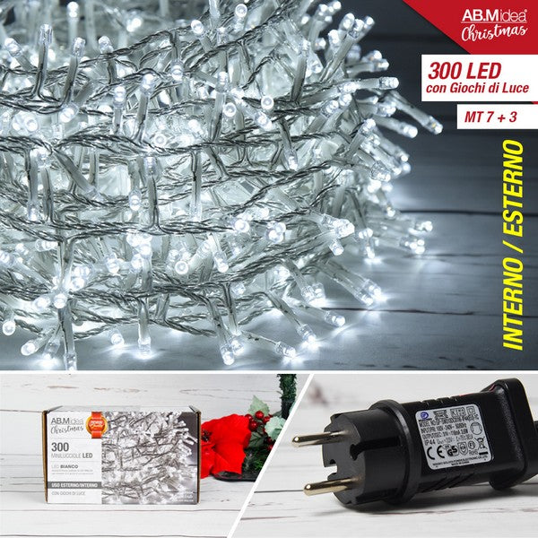 Ab.M Minilucciole Trasparente 300 Led Bianco